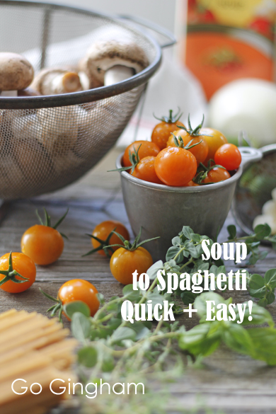 Soup and veggies Go Gingham