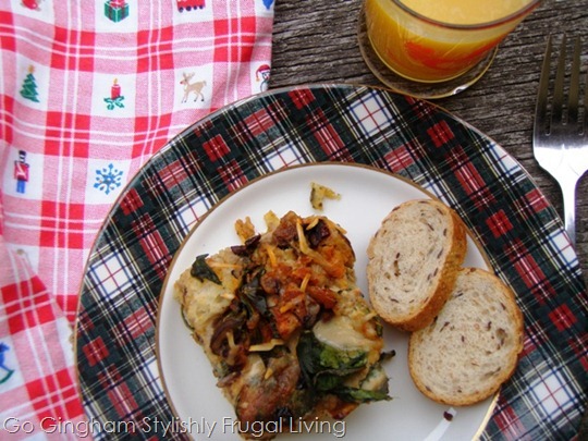 Christmas Morning Strata with Bread Cubes Go Gingham