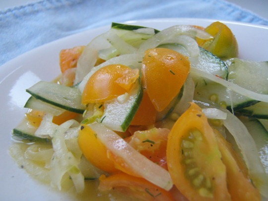 Tomato, cucumber, onion salad