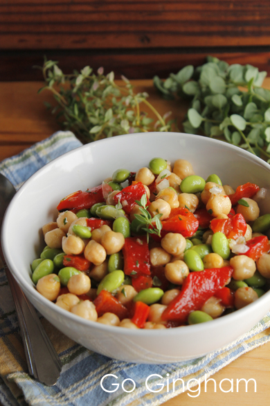 Chick pea edamame red pepper salad Go Gingham