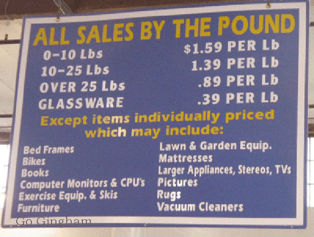 Go Gingham: Goodwill bins sign