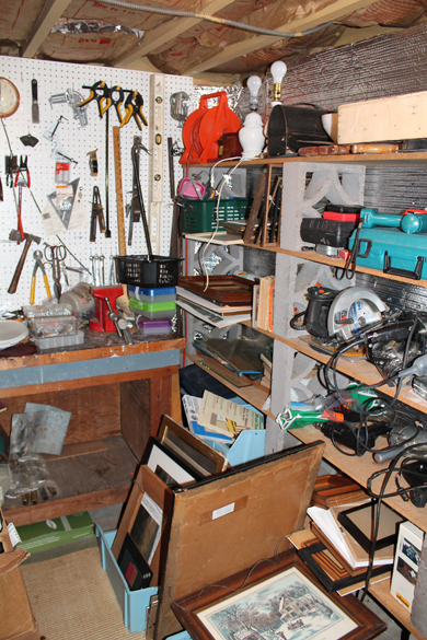 Unorganized tool room Go Gingham
