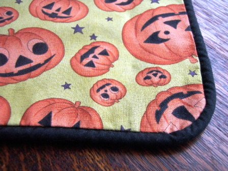 Homemade Halloween decorations tablecloth with piping
