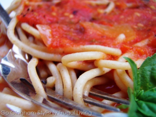 Go Gingham: Marinara over Whole Wheat Pasta