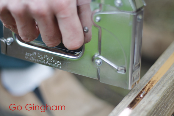 Staple gun on copper tape Go Gingham