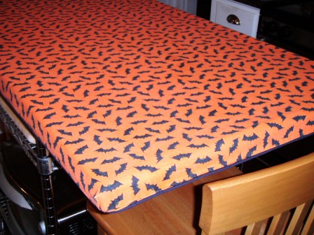 Halloween kitchen tablecloth with chair