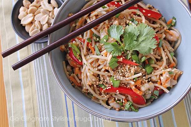 o Gingham Asian Shrimp Noodle Salad