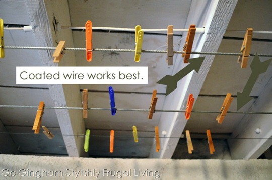 Install laundry line with coated wire