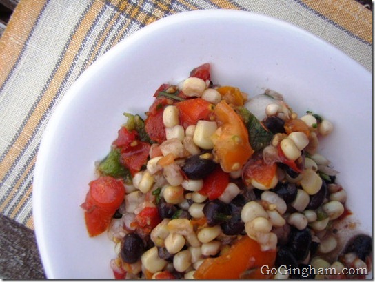 Go Gingham: Corn and black bean salad