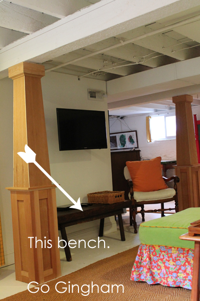 TV mounted above bench Go Gingham