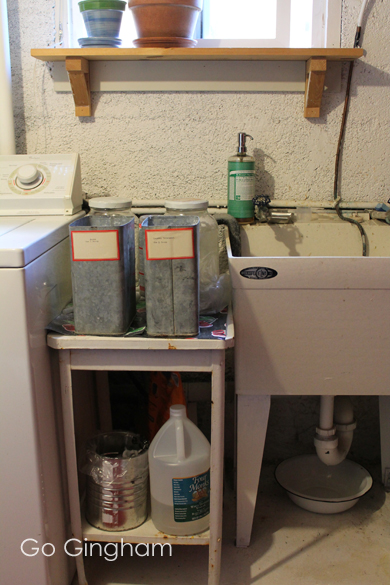 Laundry supplies before Go Gingham