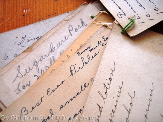 Old recipes on backs of cards