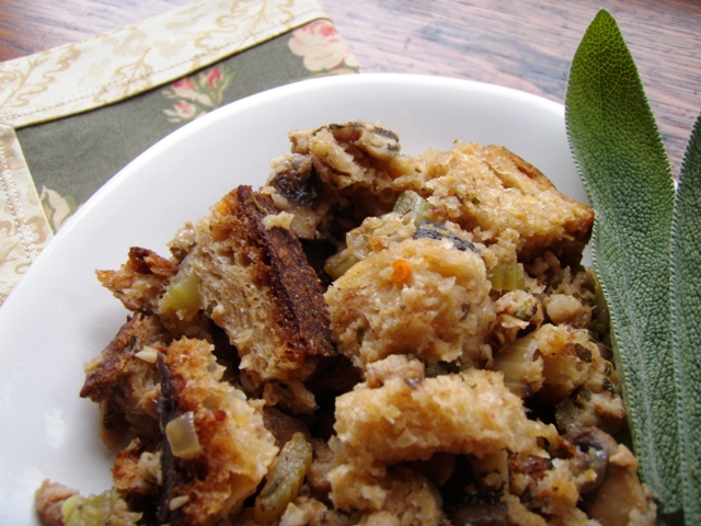 Oyster and Sausage Stuffing for Thanksgiving from Go Gingham