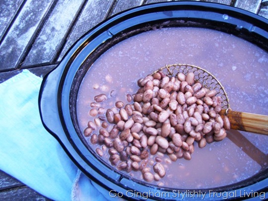 Go Gingham: Beans in slow cooker