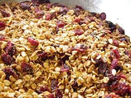 Homemade granola with dried fruit in bowl