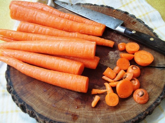 Prepping carrots for picnic Go Gingham